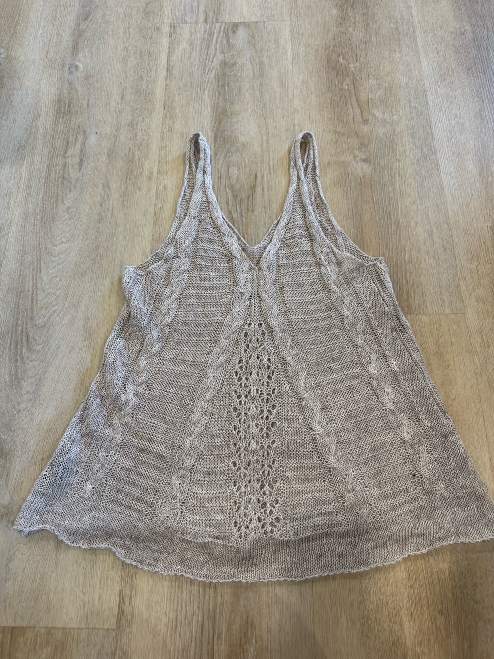 100% Linen 525 America Beige Knit Tank Top - Picture 4 of 4